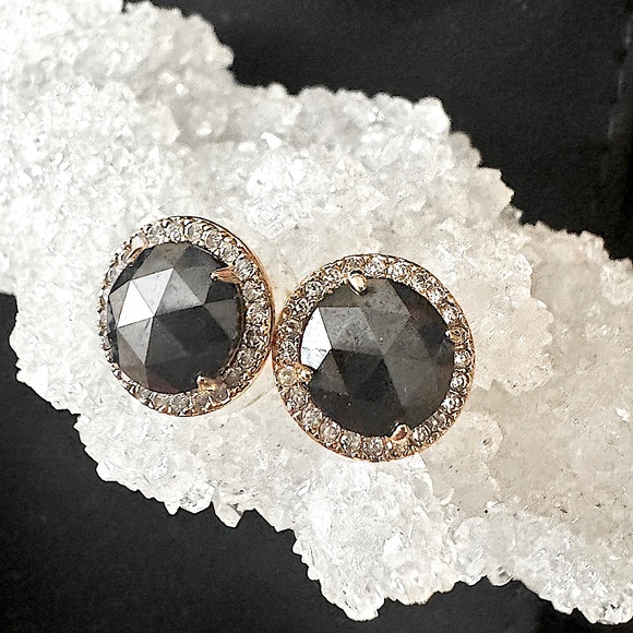 ♣️ Kate Spade Black Onyx Crystal Pave Halo Stud Earrings - Picture 6 of 13